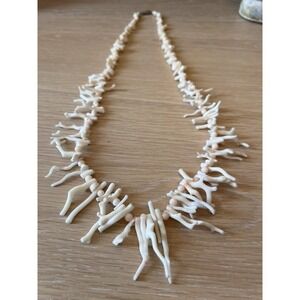 Vintage White Branch Coral Necklace Natural Graduated Coastal Pink Bead Accents
